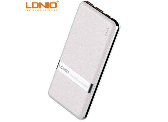 LDNIO PQ1020 Mini Wired Power Bank, 10000 mAh - Off White and Silver