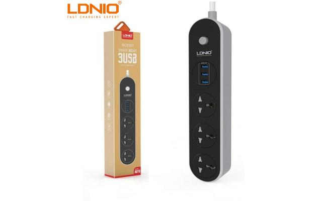 LDNIO SC3301/ 3 Power Socket With 3 USB Extension cord (1.6m_Black)