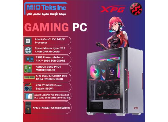 Gaming Desktop , CPU INTEL I5-11400F, DDR4 /16GB ,SSD 512GB M.2 ,GeForce RTX™ 3050 8GB  ,ASROCK B560 PRO4  ,XPG STARKER  CASE (Black)