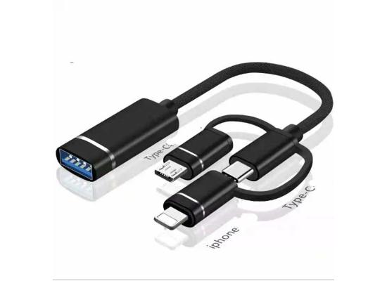 ADAPTER OTG 3.0 FOR IPHONEB SAMSUNG AND TYPE C 3 IN 1