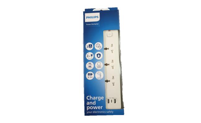 PHILIPS POWER STRIP 3 OUTLET 2M 1XUSB C  + USB-A2