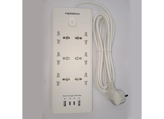 LINKOMN MARSRIVA POWER STRIP 6 OUTLET 2 USB 2TYPE C 3M-EU