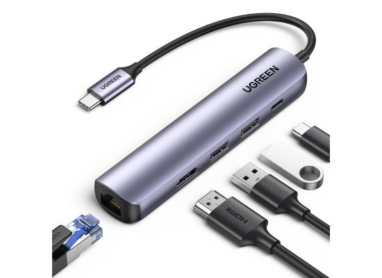 UGREEN 5 IN 1 USB C MULTIFUNCTION ADAPTER 1XUSB, 2XUSB-A,1XHDMI,1XRJ45