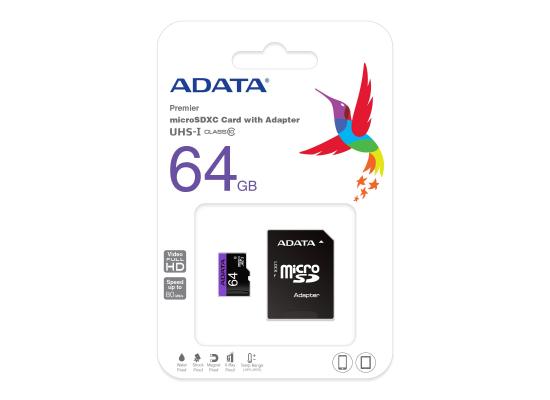 ADATA 64GB, MicroSDHC, Class 10 Memory Card UHS-L 