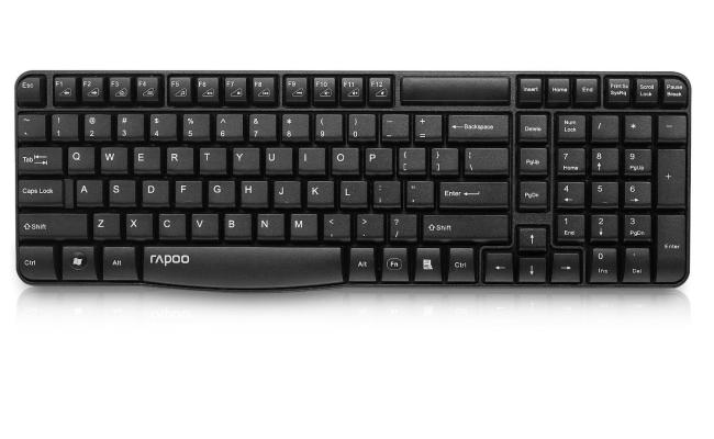 Rapoo Keyboard Wireless E1050-Black-ARB #11539 ..(12-Months) Spill-Resistant