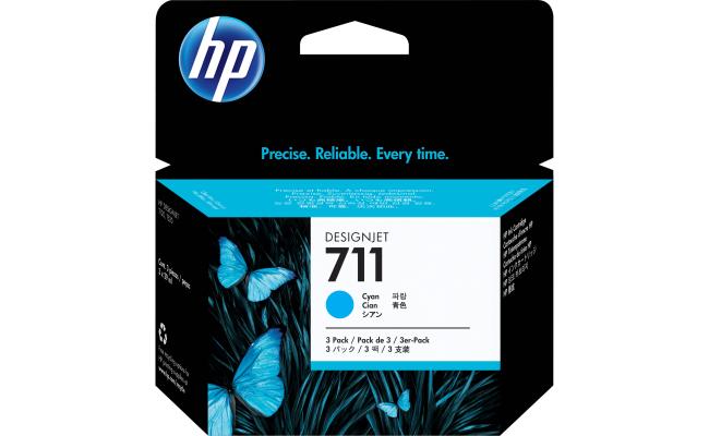 HP 711 3-Pack 29-ML Cyan Ink Cartridge (T120-T520)