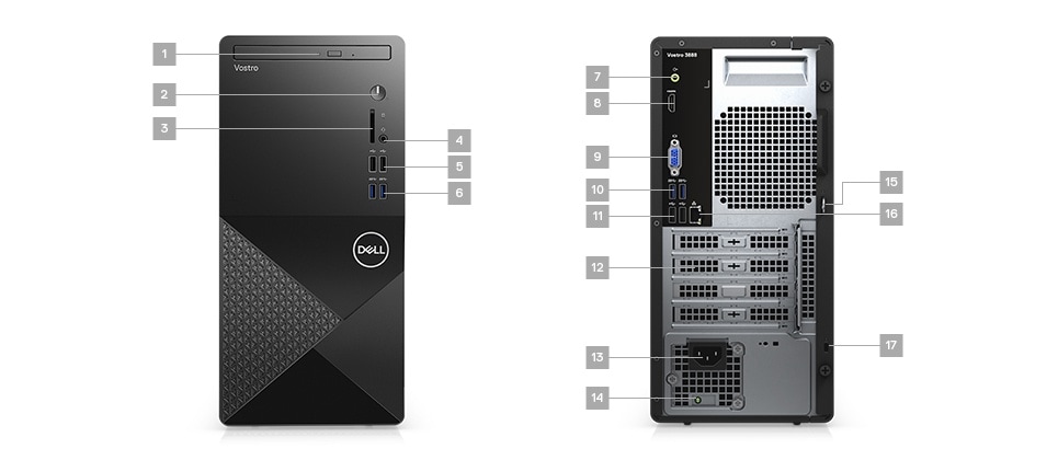 DELL Vostro 3910 NEW 12Gen Intel® Core i5-12400, 4GB RAM, 1TB HDD Desktop Wireless & Bluetooth - Black
